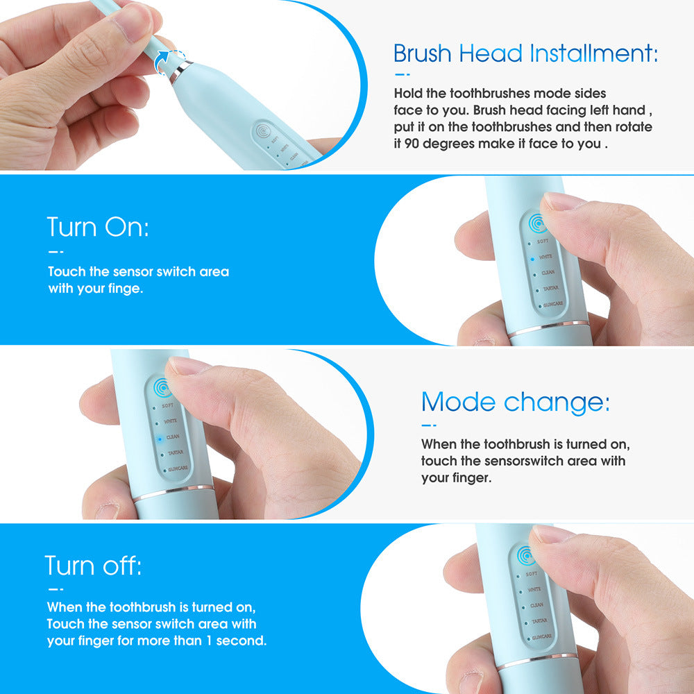 【2024】Periuță de dinți electrică Sonic Cleaner Auto Touch Tooth Beauty Tartar Remover