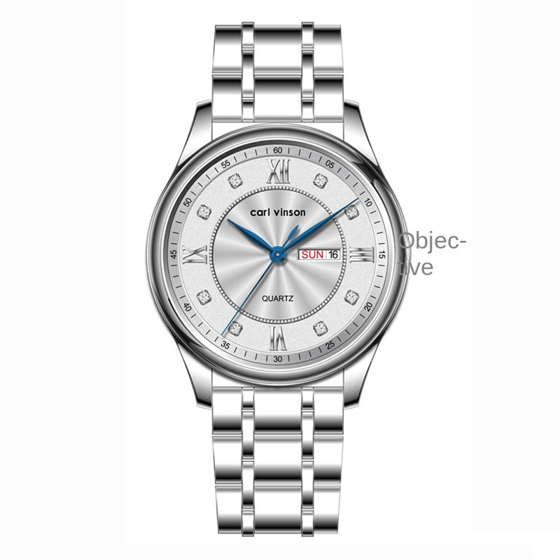 【2024-Ceasuri pentru bărbați】🕴⌚Diamante dublu calendar bărbați ceas moda temperament impermeabil cuarț ceas
