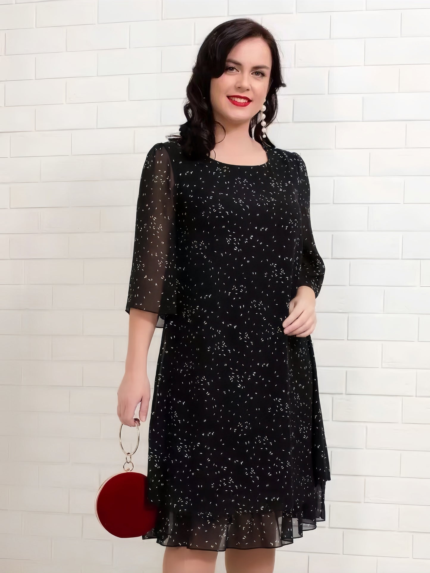 【2024-S-4XL】Moda la modă plus dimensiunea chiffon imprimare rochii