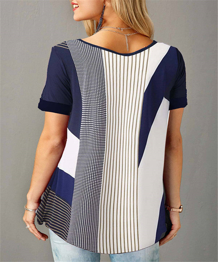 【S-5XL-2024】Tricou cu mânecă scurtă cu buton rotund cu imprimare pulover