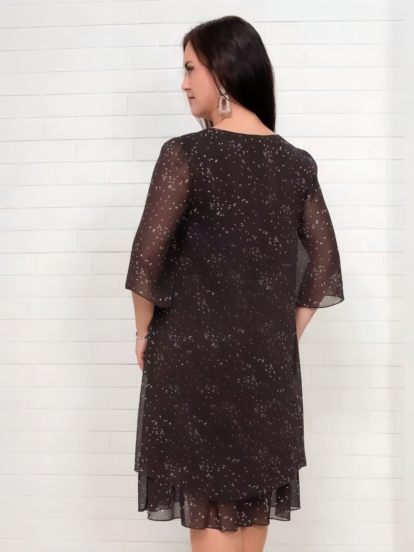 【2024-S-4XL】Moda la modă plus dimensiunea chiffon imprimare rochii