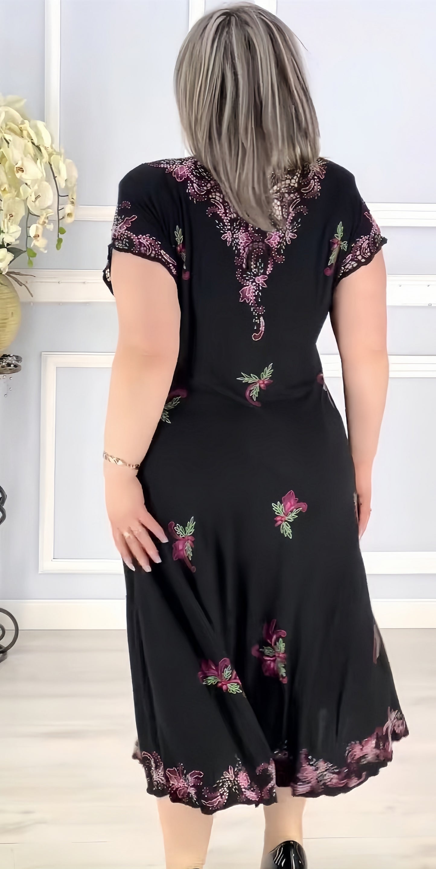 【2024-S-5XL】Rochii de dantelă imprimate și brodate la modă pentru femei de vârstă mijlocie