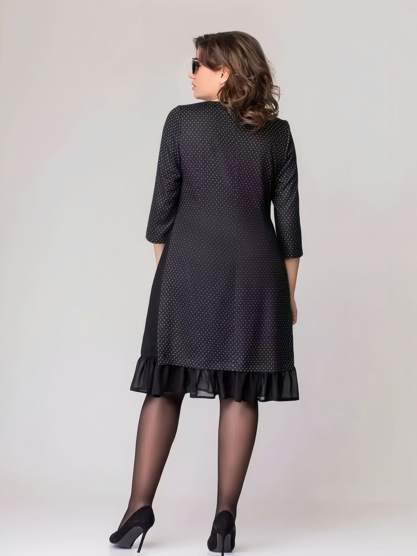 【2024-S-5XL】Moda nou negru rotund gât polka dot rochie temperament elegant rochii mama