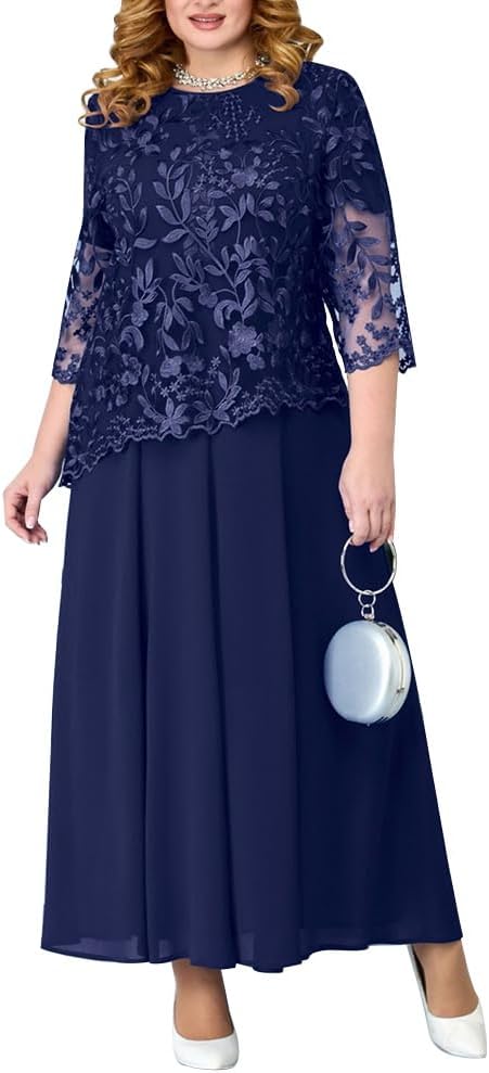 【L-5XL-2024】Noi rochii din șifon de dantelă de dimensiuni mari
