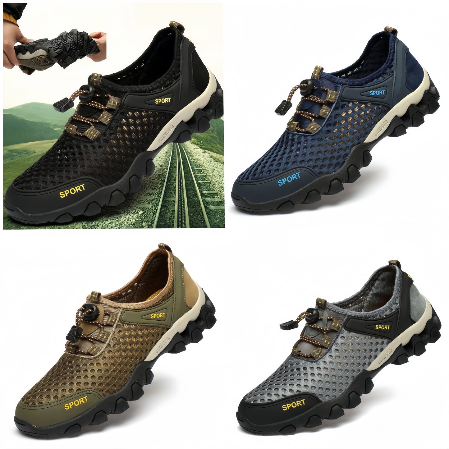 【2024-39-44】Mesh respirabil pantofi de sport, noua moda dantela-up rotund deget de la picior waders