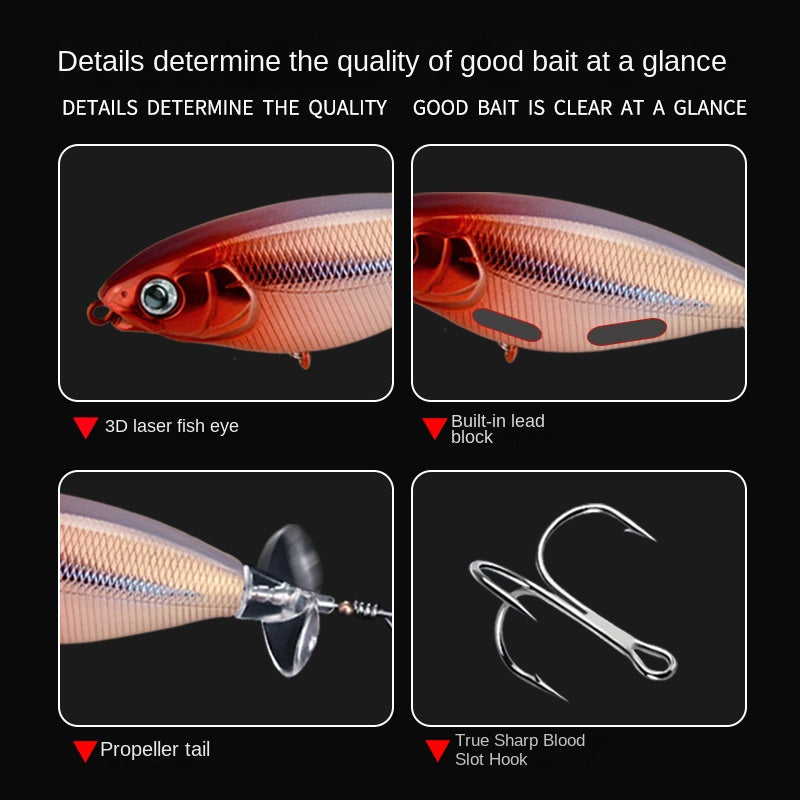 【2024】Pește fals plutitor de suprafață cu lansare lungă. Apă dulce Dual Purpose VIB False Fishing Lure elice