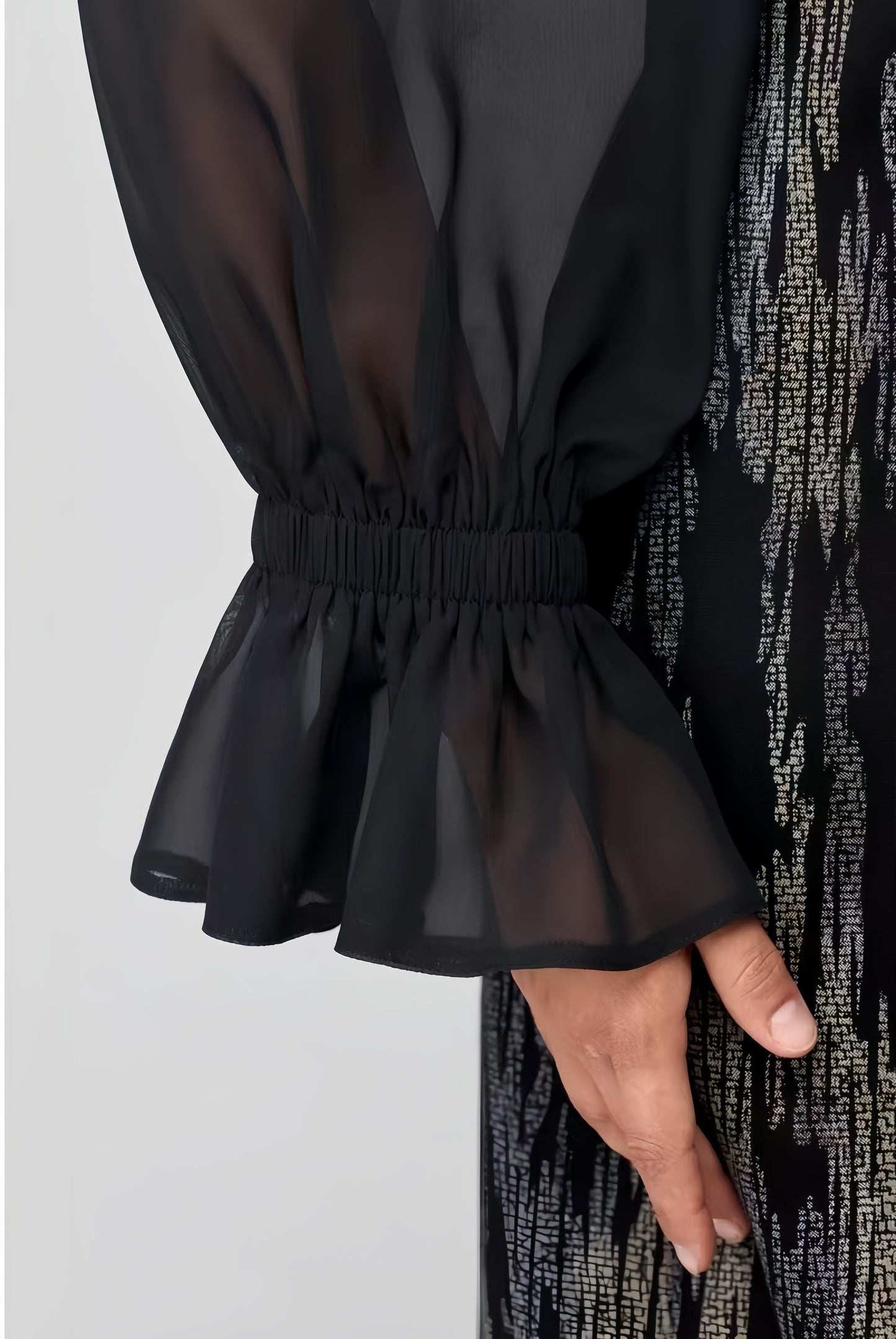 【2024-S-5XL】Rochie cu mânecă lungă, imprimată, cu paiete, din tifon, Slim Fit