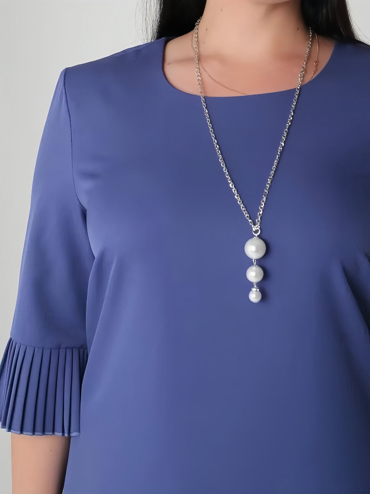 【2024-S-5XL】Noua rochie de dimensiuni mari, rochii plisate de culoare solidă