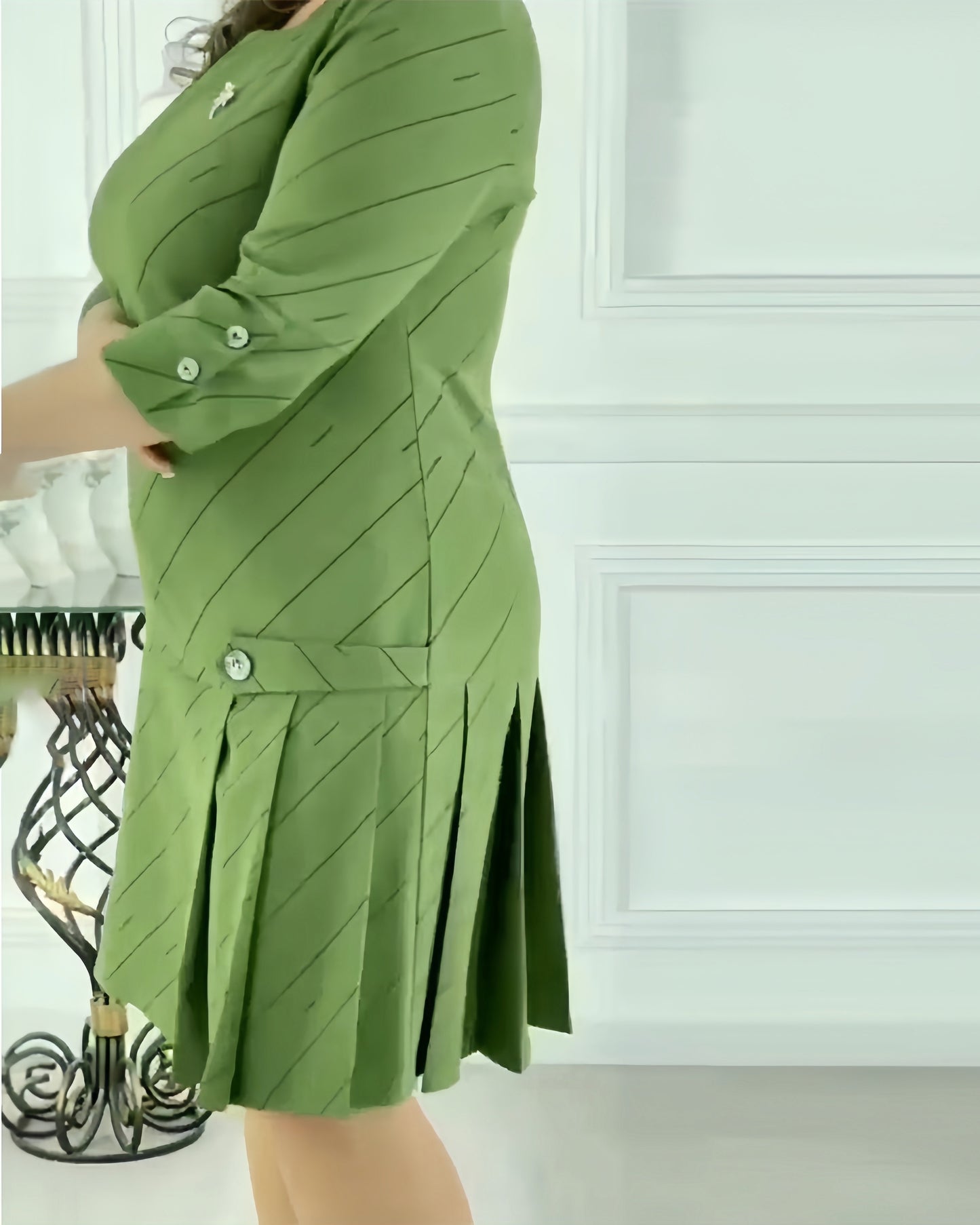 【2024-S-5XL】Talie, imprimeu, gât rotund, moda temperament, rochii