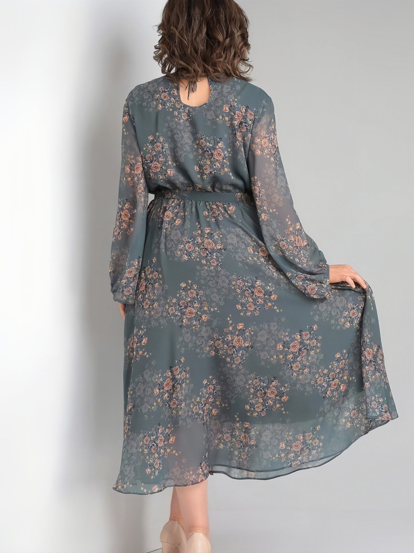 【2024-S-5XL】Rochii lungi florale cu gât rotund pentru femei cu temperament lejer