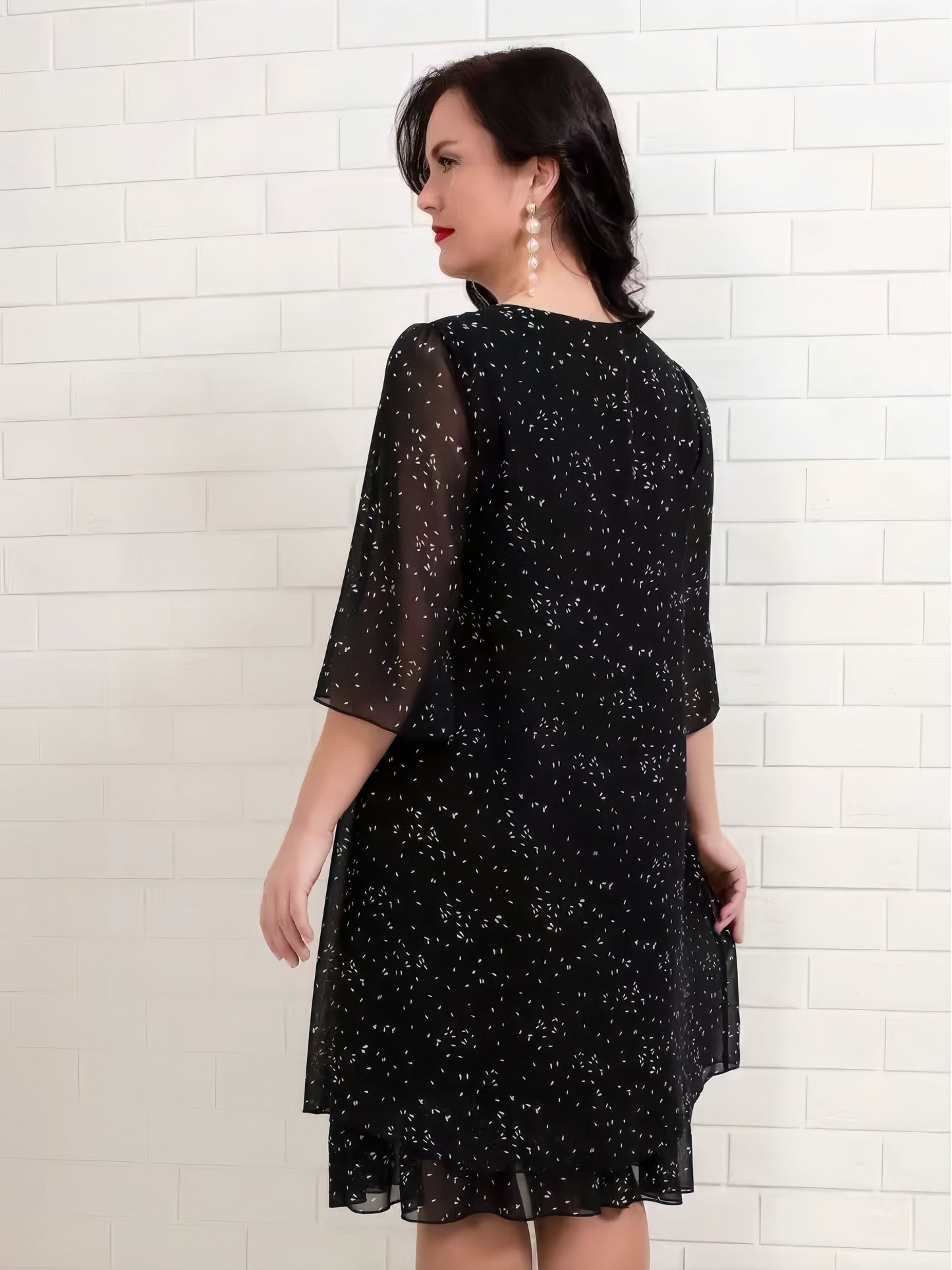 【2024-S-4XL】Moda la modă plus dimensiunea chiffon imprimare rochii
