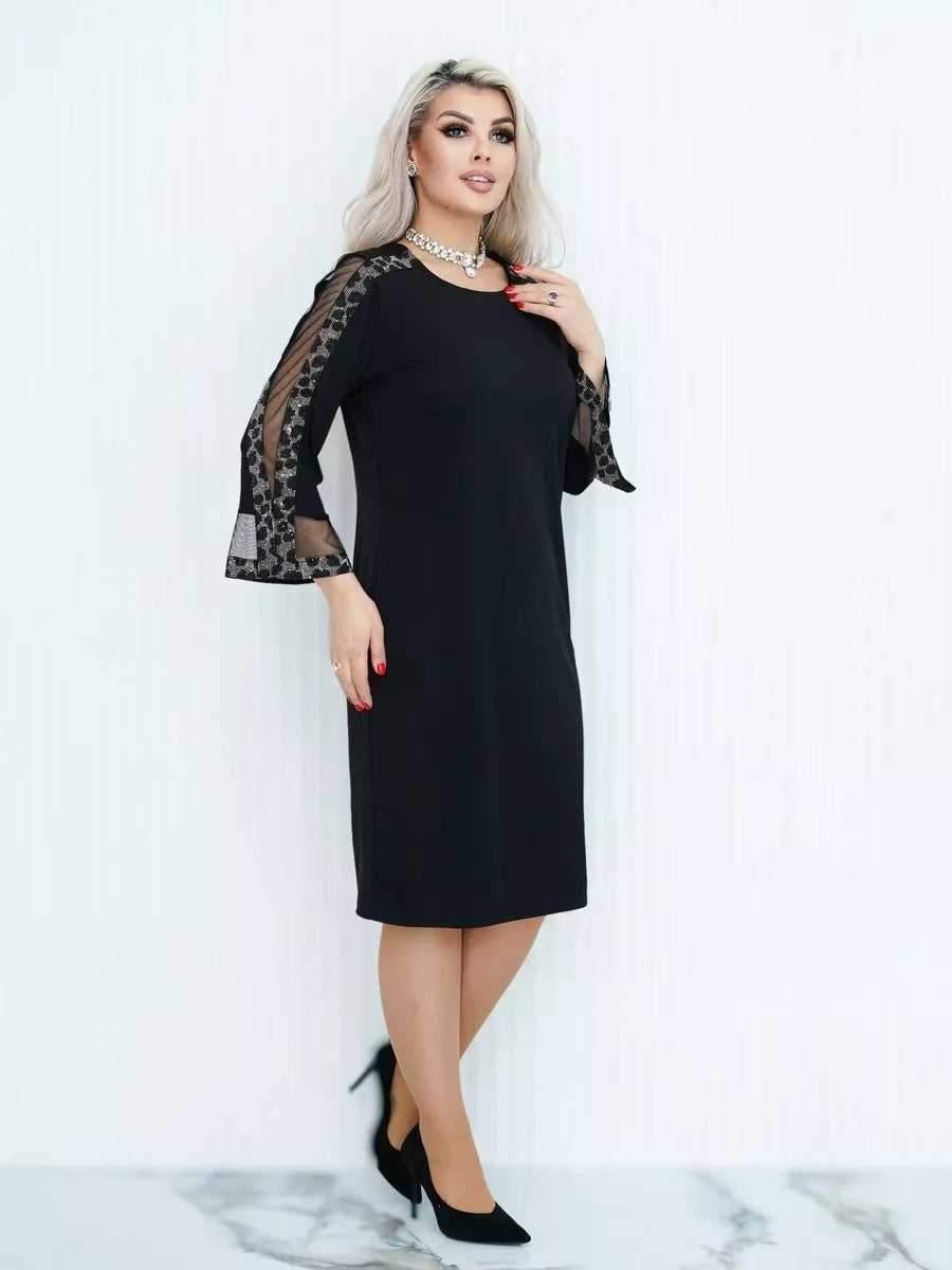 【2024-S-5XL】Moda imprimate lung maneca v-Neck vrac Plus Dimensiune rochii