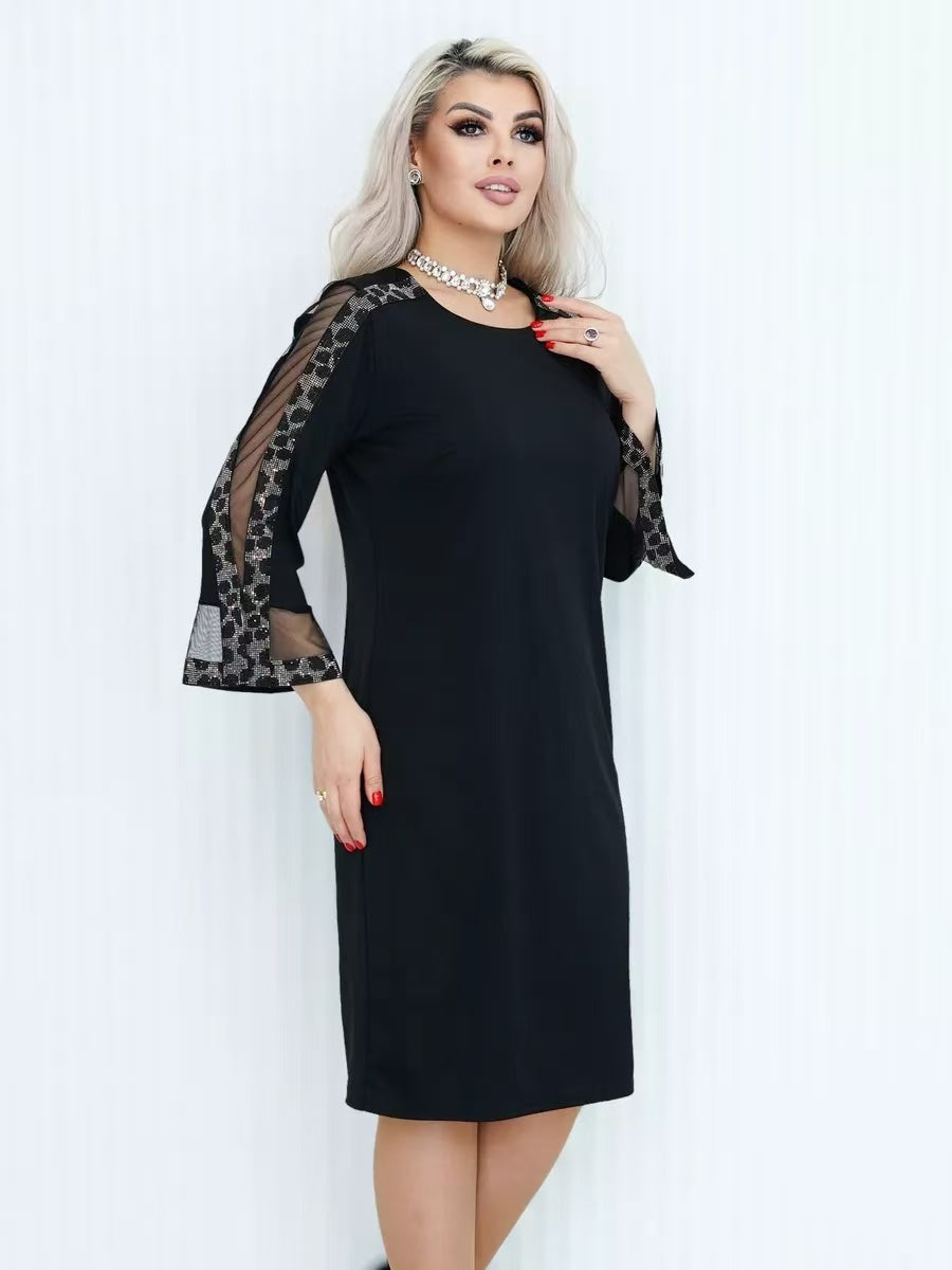 【2024-S-5XL】Moda imprimate lung maneca v-Neck vrac Plus Dimensiune rochii