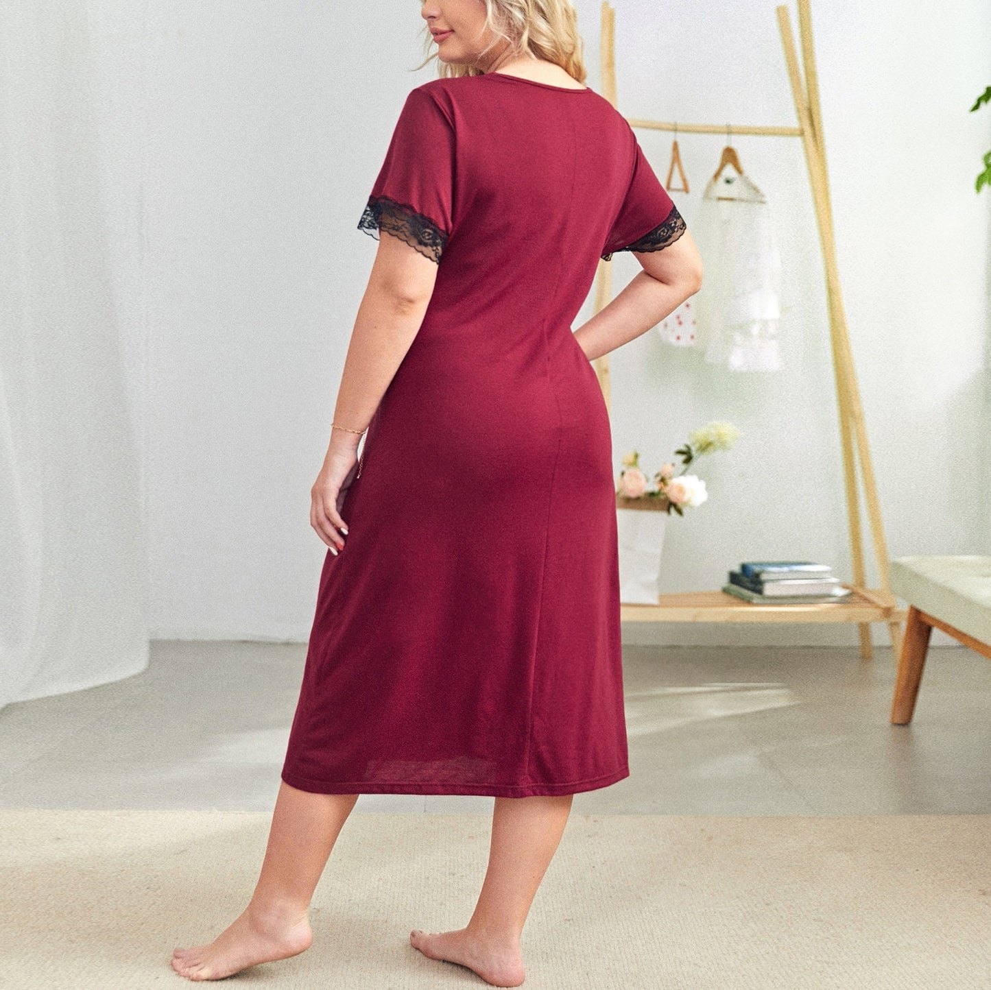 【XL-5XL-2024】Primăvara și vara plus dimensiunea doamnelor rochie de moda curele mânecă scurtă dantelă margine splicing rochii