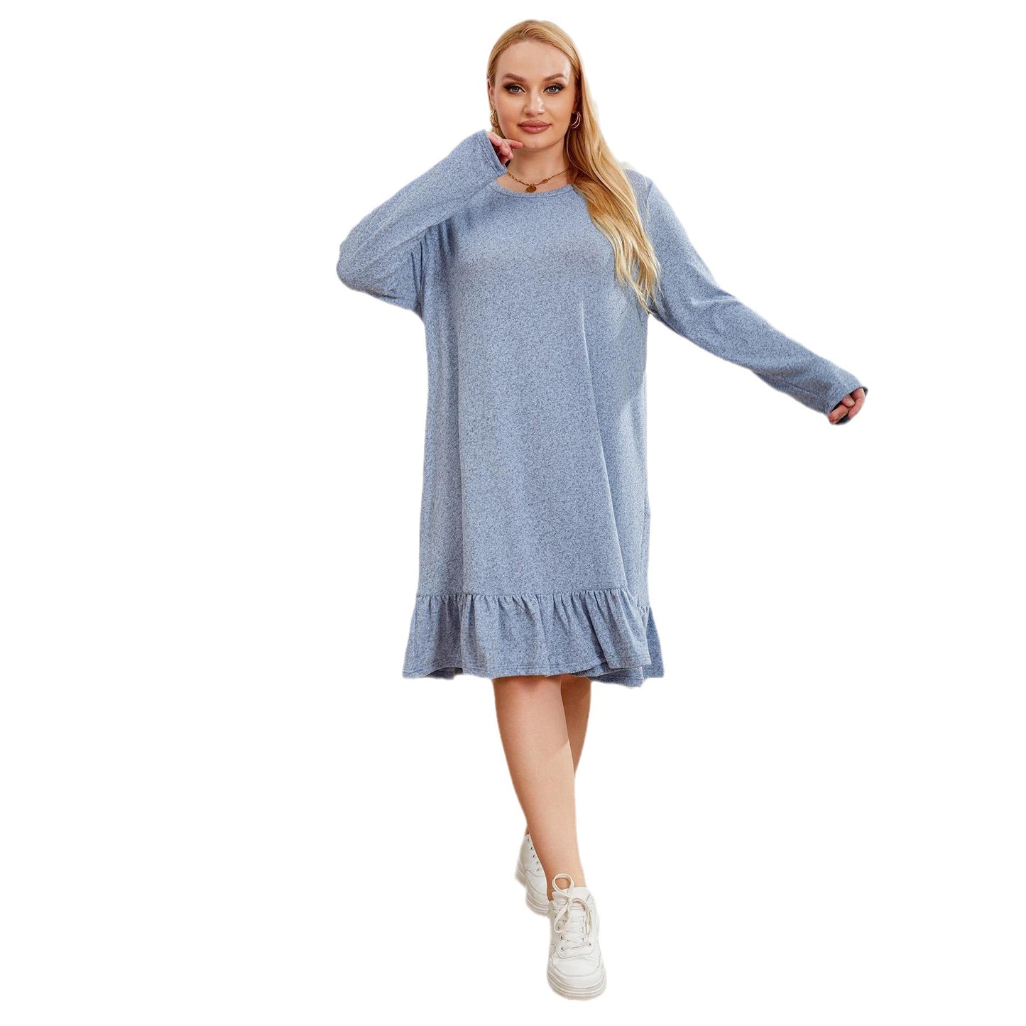 【XL-4XL-2024】Mâneci lungi Casual vrac navetist Plus Dimensiune rochii