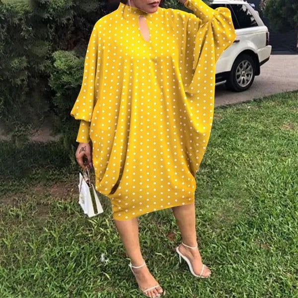 【2024-S-5XL】Rochii de petrecere de vacanță Casual Loose Dot Print Midi Dresses