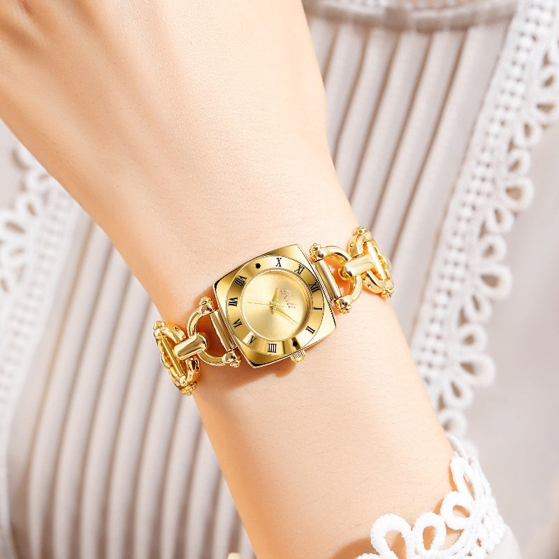 【2024】Aliaj de lumină de lux toate brățară de cupru Vintage doamnelor rafinat Quartz ceas