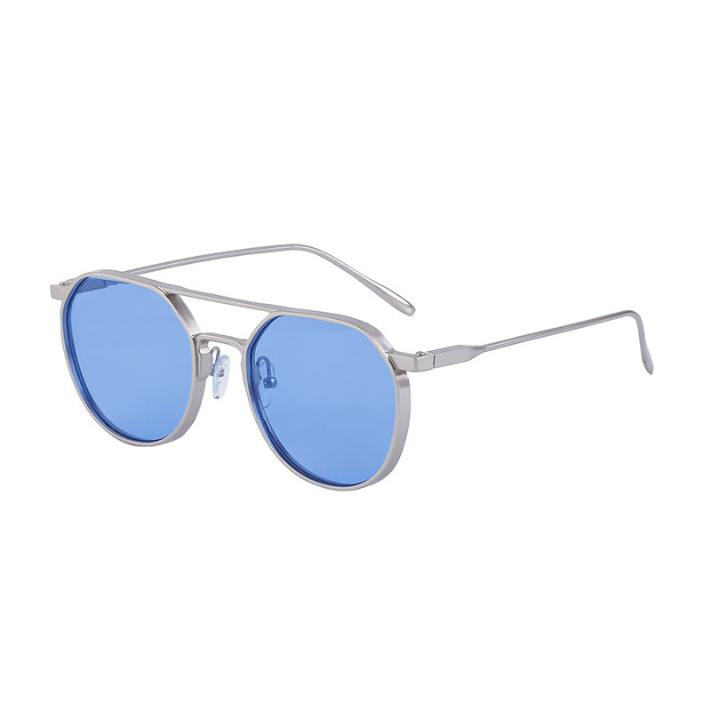 【2024】Ochelari de soare noi retro cu ramă ovală, ochelari de soare metalici pentru bărbați