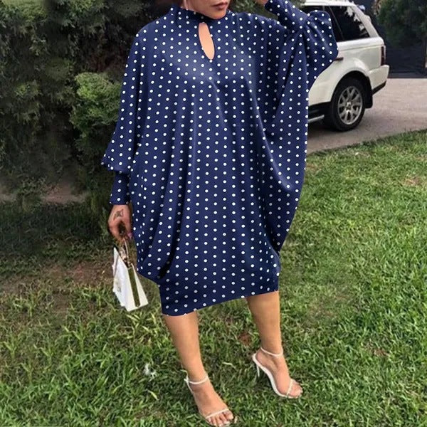【2024-S-5XL】Rochii de petrecere de vacanță Casual Loose Dot Print Midi Dresses