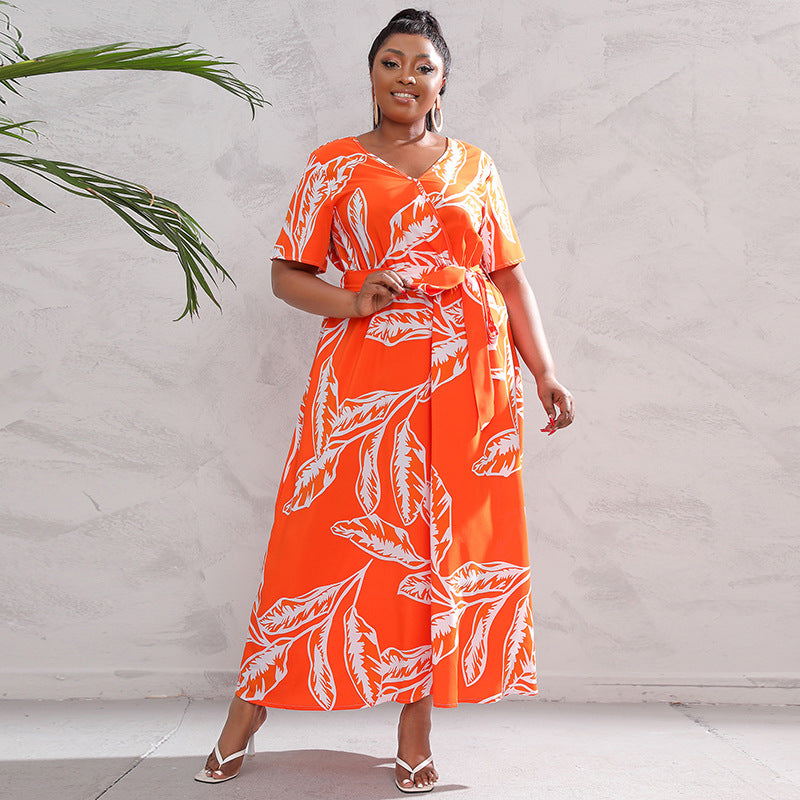 【2024-XL-5XL】Art Iluzie Plus Dimensiune rochie scurtă maneca sifon rochie lungă