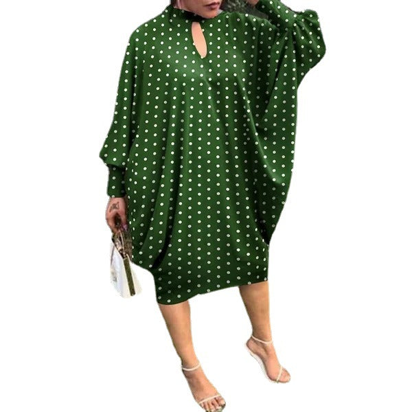 【2024-S-5XL】Rochii de petrecere de vacanță Casual Loose Dot Print Midi Dresses