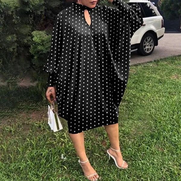 【2024-S-5XL】Rochii de petrecere de vacanță Casual Loose Dot Print Midi Dresses