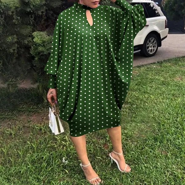 【2024-S-5XL】Rochii de petrecere de vacanță Casual Loose Dot Print Midi Dresses