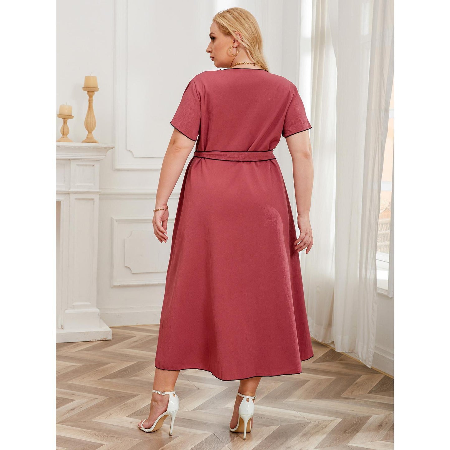 【XL-4XL-2024】Sexy Split V-Neck Tie Rochii pentru femei de dimensiuni mari