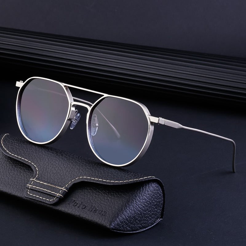 【2024】Ochelari de soare noi retro cu ramă ovală, ochelari de soare metalici pentru bărbați