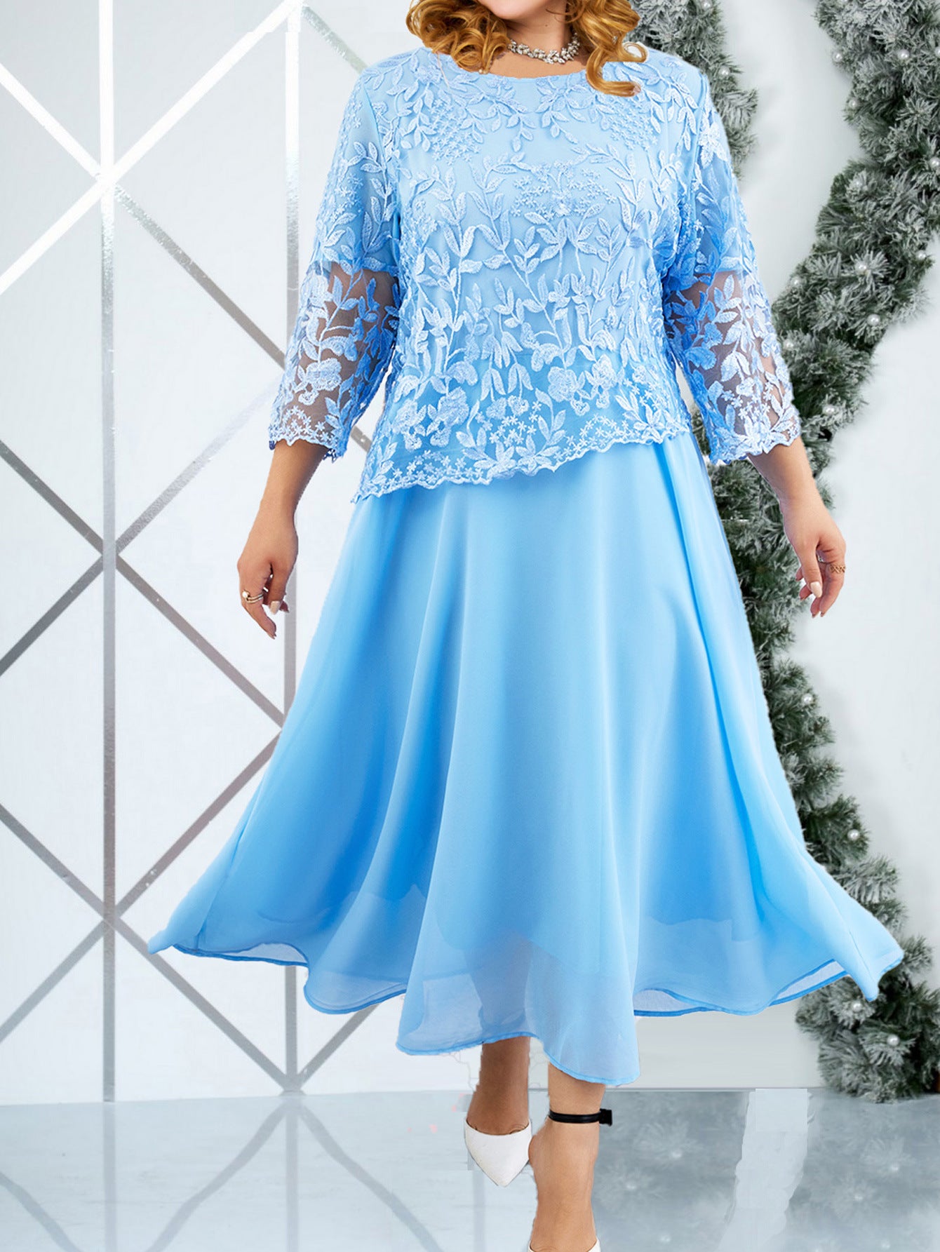 【L-5XL-2024】Noi rochii din șifon de dantelă de dimensiuni mari