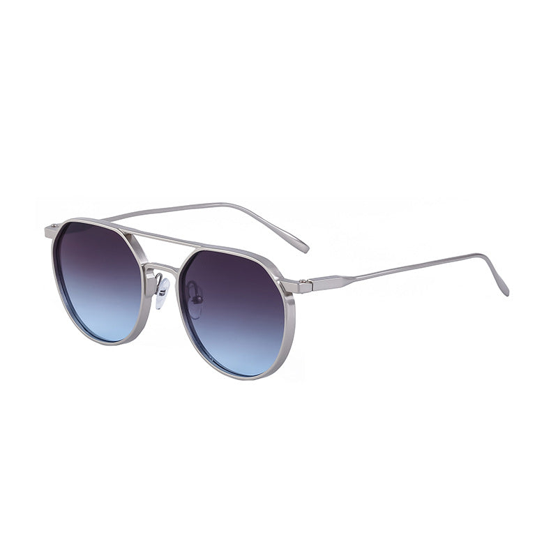 【2024】Ochelari de soare noi retro cu ramă ovală, ochelari de soare metalici pentru bărbați