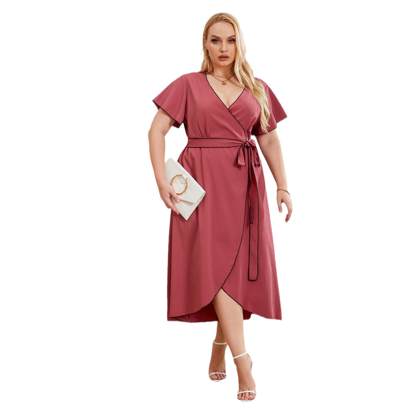 【XL-4XL-2024】Sexy Split V-Neck Tie Rochii pentru femei de dimensiuni mari