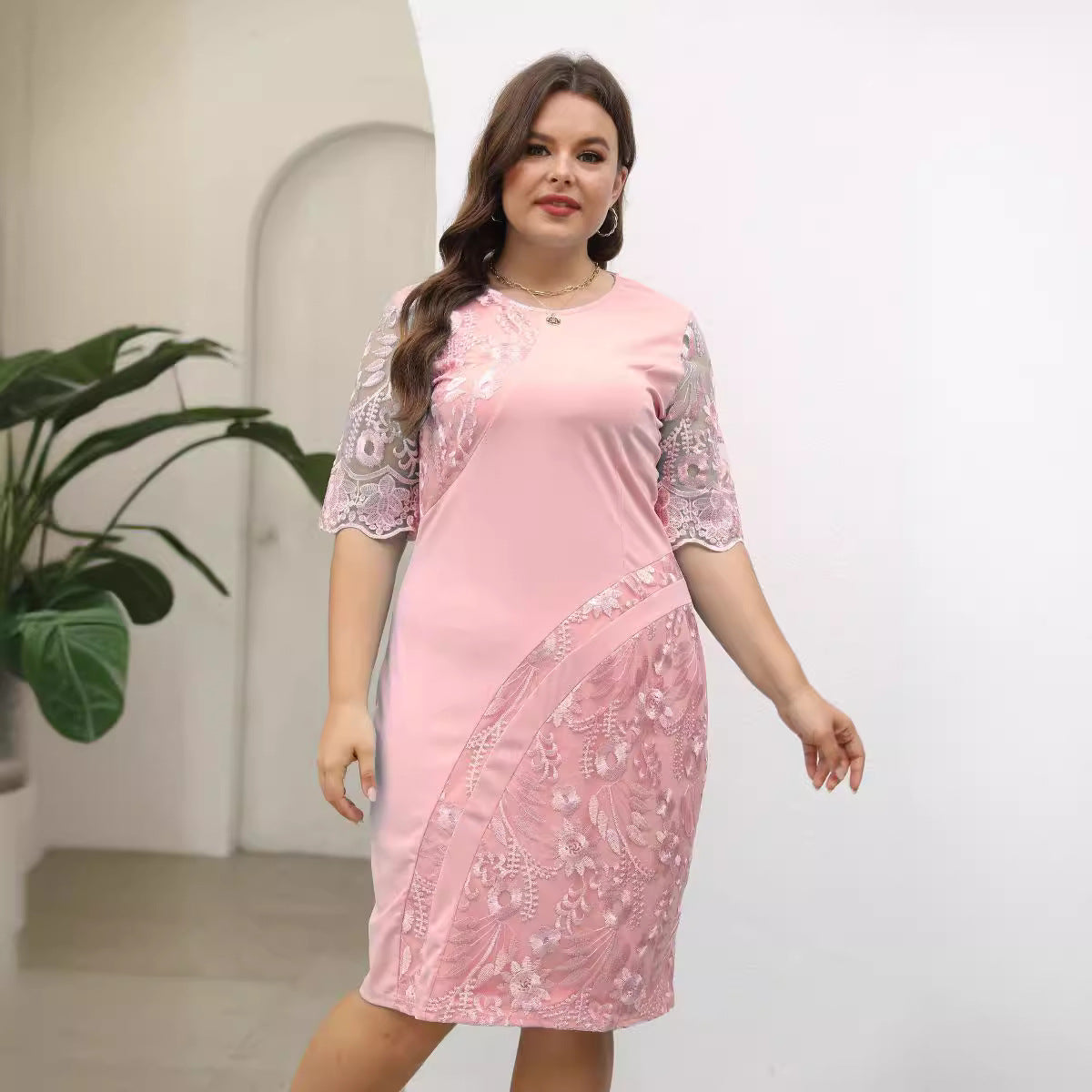 【0XL-5XL-2024】Noi rochii plus Dimensiune rochii de dantelă de broderie îmbinare