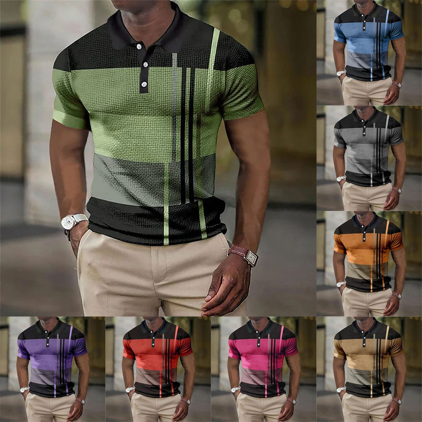 Tricou polo pentru bărbați cu mânecă scurtă de blocare culoare tricou cu fermoar