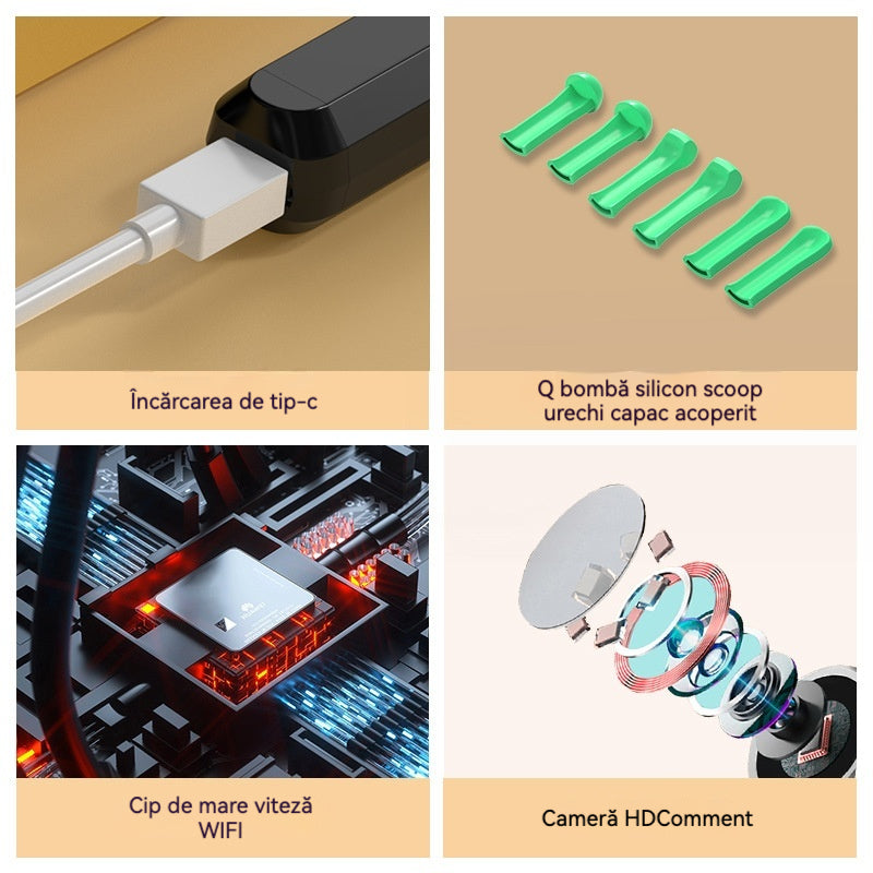 【2024】Visual Ear Scoop, Borescop de curățare fără fir, HD Ear Scooper