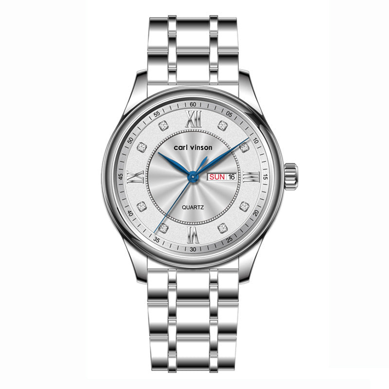 【2024-Ceasuri pentru bărbați】🕴⌚Diamante dublu calendar bărbați ceas moda temperament impermeabil cuarț ceas