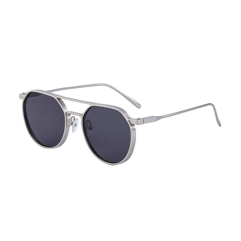 【2024】Ochelari de soare noi retro cu ramă ovală, ochelari de soare metalici pentru bărbați