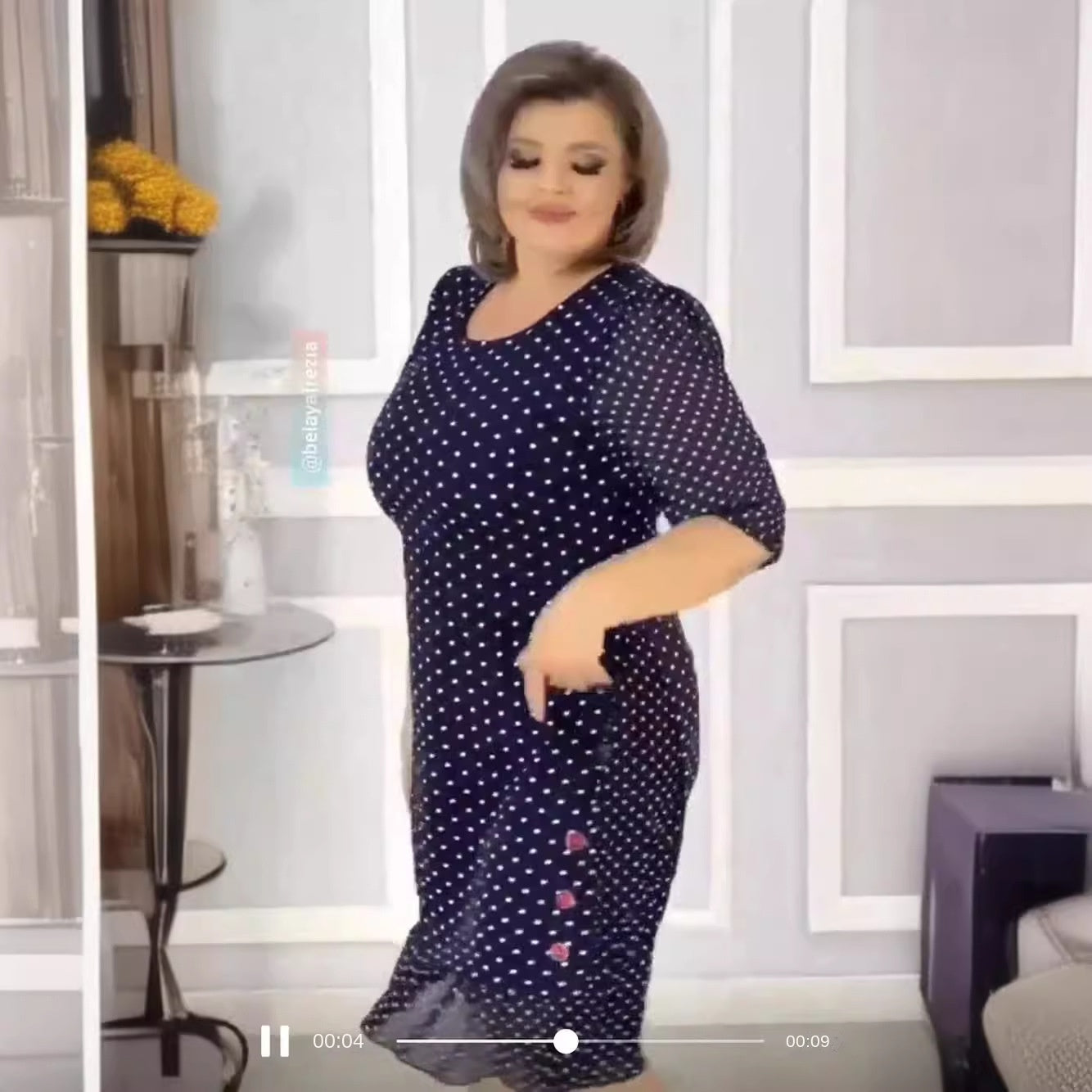 【S-5XL-2024】Vara nou gât rotund cu mânecă scurtă de lungime medie polka dot rochii