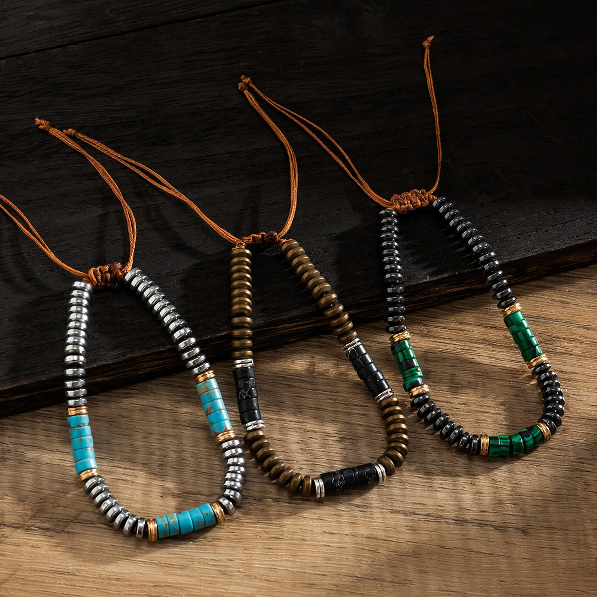 【2024】Brățară cu margele pentru bărbați Black Gallstone Turquoise Sute de sentimente premium de nișă