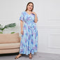 【2024-XL-5XL】Art Iluzie Plus Dimensiune rochie scurtă maneca sifon rochie lungă